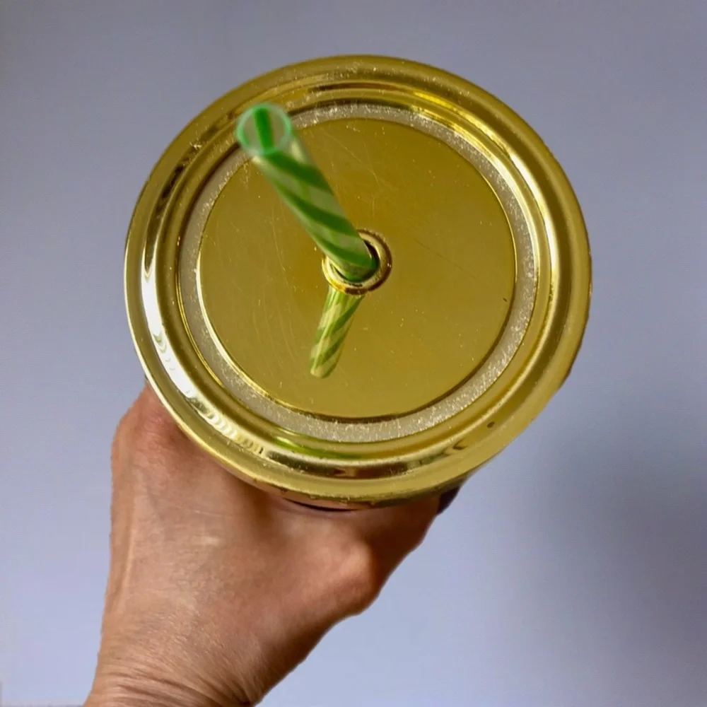 Leafy Green and Cream Tumbler with Straw - Picture 7 of 8